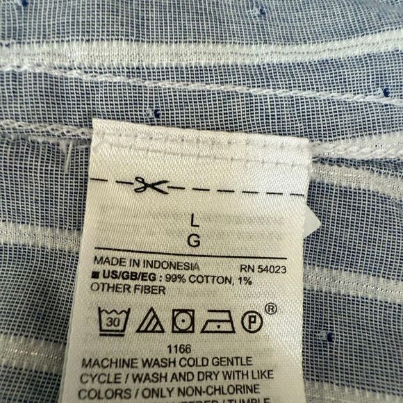 GAP Women's Fitted Boyfriend Stripe Shirt Blue Stripe Cotton Metallic size L - Picture 5 of 7